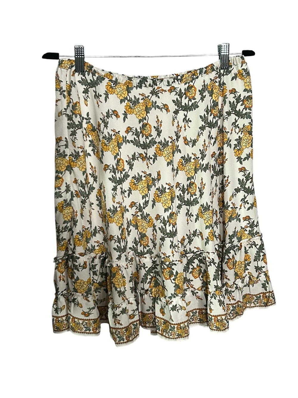 Max Studio Cream Skirt with Yellow Floral Print